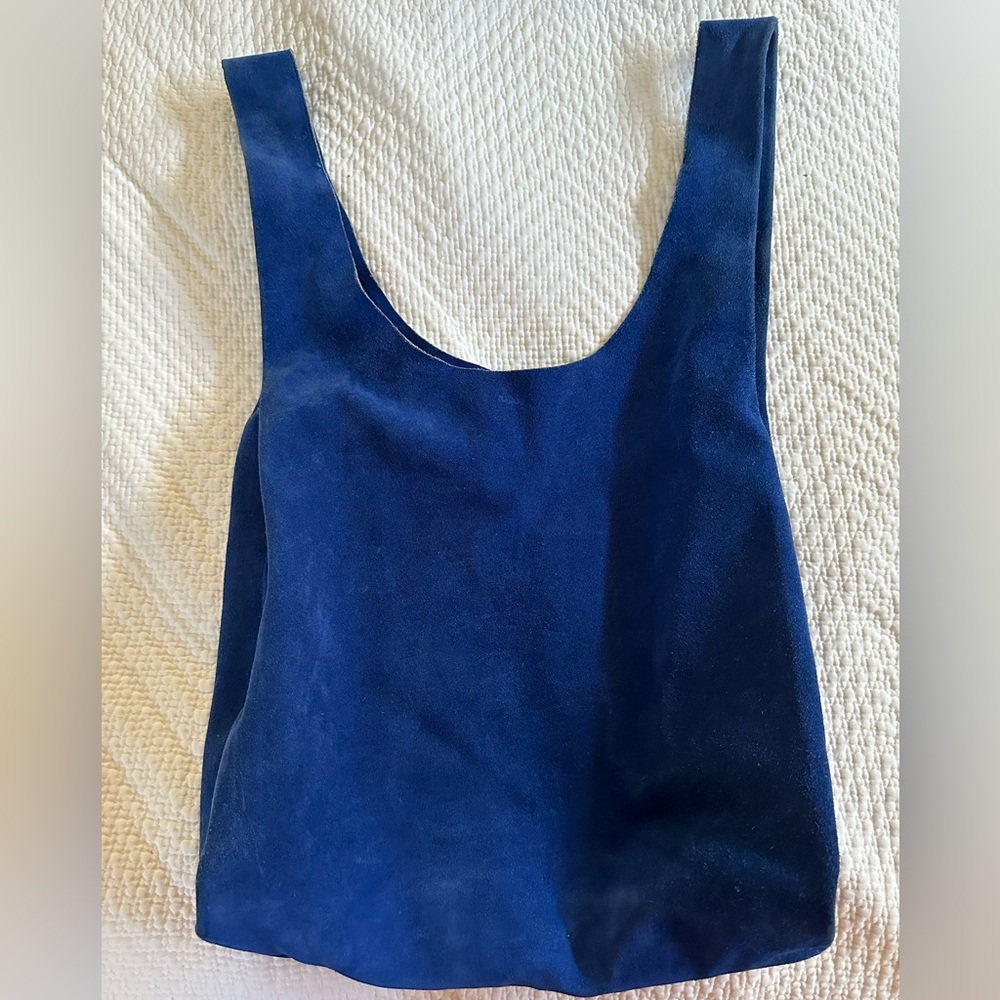 BAGGU Blue Suede Tote Bag